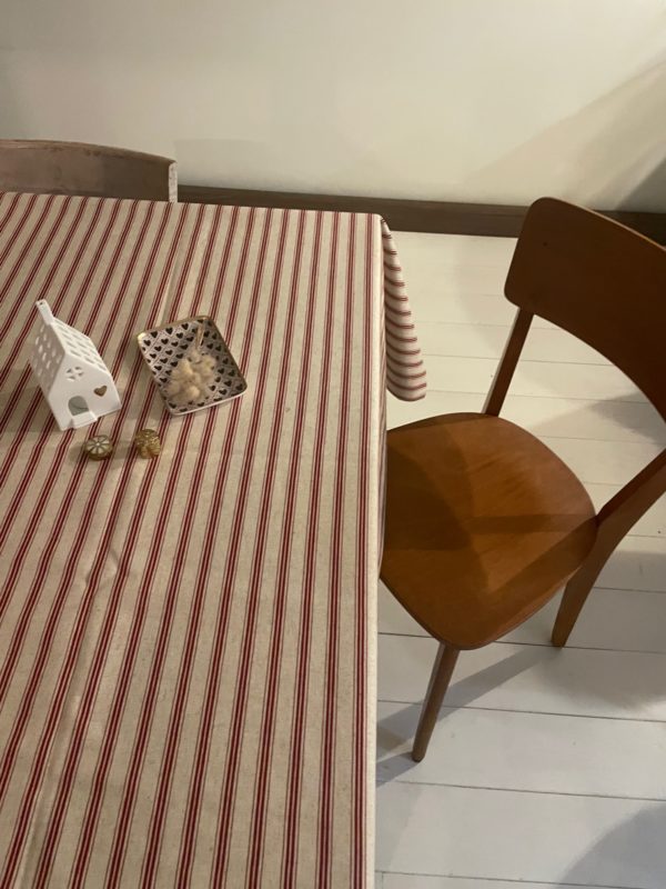 Nappe -SUZANNE- 140x250-Noël-Rayures rouge – Image 2