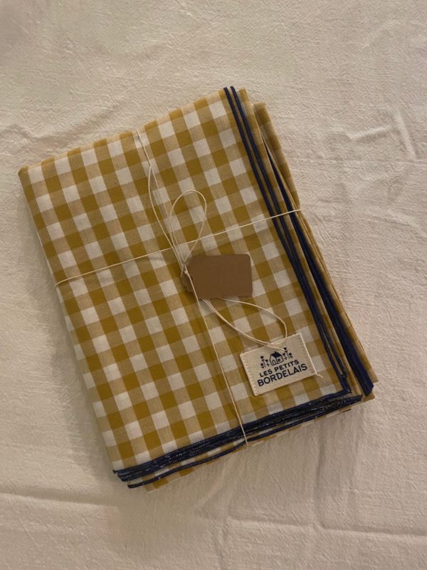 Nappe -SUZANNE-140x140 Vichy Jaune Moutarde